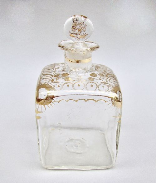fig 1. EXQUISITE GEORGIAN GILT GLASS COLOGNE BOTTLE / DECANTER , DATING CIRCA 1795