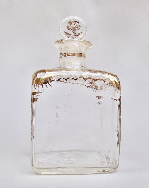 fig 2. EXQUISITE GEORGIAN GILT GLASS COLOGNE BOTTLE / DECANTER , DATING CIRCA 1795
