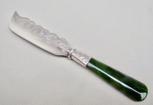 Rare George V Silver & Jade Butter Knife by Adie & Lovekin, Birmingham 1920