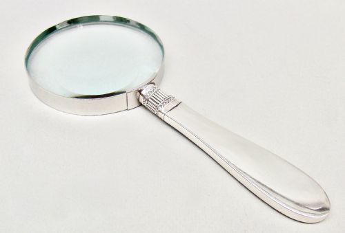 fig 2. STUNNING SILVER & GUILLOCHE ENAMEL LARGE DESK MAGNIFYING GLASS BY WILLIAM YATES, SHEFFIELD 1899