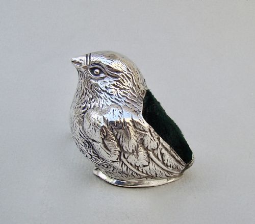 Edwardian Silver "Fledgling" Pin Cushion by William Haseler, Birmingham 1905
