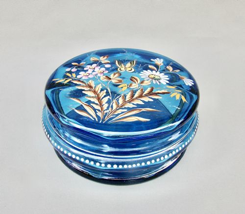 fig 1. FABULOUS 19TH CENTURY FRENCH LARGE ENAMELLED GLASS DRESSING TABLE JAR , CIRCA 1890