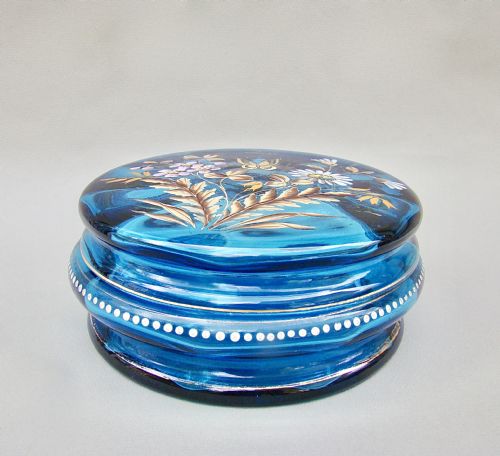 fig 2. FABULOUS 19TH CENTURY FRENCH LARGE ENAMELLED GLASS DRESSING TABLE JAR , CIRCA 1890