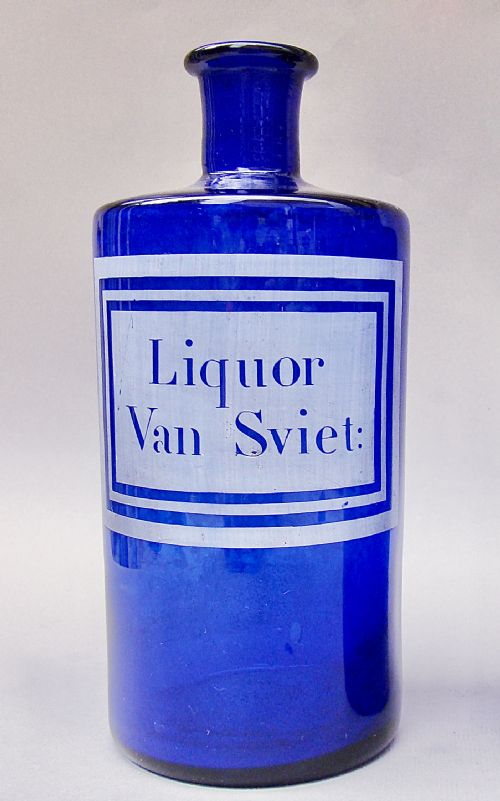 19th Century French Etched Bristol Blue Glass Apothecary Jar, Circa 1890