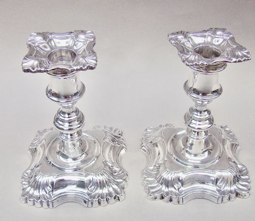 fig 1. FABULOUS PAIR OF GEORGIAN REVIVAL STERLING SILVER CANDLESTICKS BY WILLIAM HUTTON & SONS, SHEFFIELD 1938