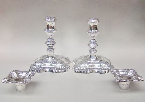 fig 3. FABULOUS PAIR OF GEORGIAN REVIVAL STERLING SILVER CANDLESTICKS BY WILLIAM HUTTON & SONS, SHEFFIELD 1938