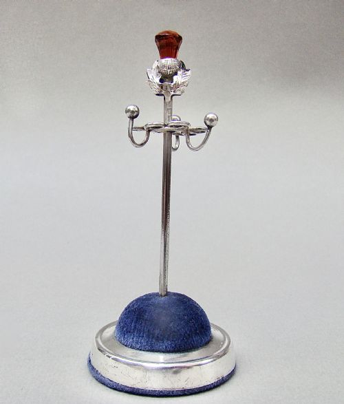fig 2. DELIGHTFUL GEORGE V SILVER HAT PIN HOLDER & RING TREE BY ADIE & LOVEKIN, BIRMINGHAM 1922
