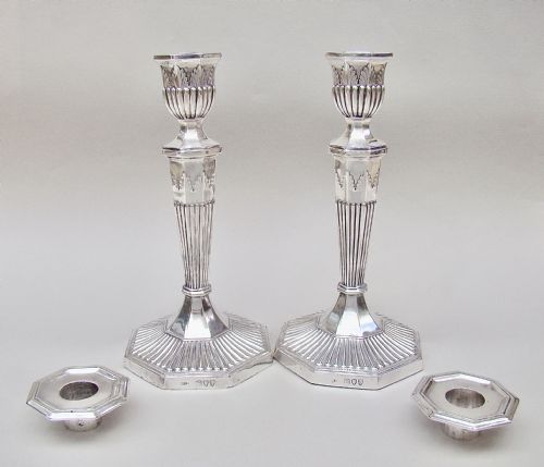 fig 2. ELEGANT PAIR OF VICTORIAN STERLING SILVER CANDLESTICKS BY JOHN LE GALLAIS, LONDON 1894

