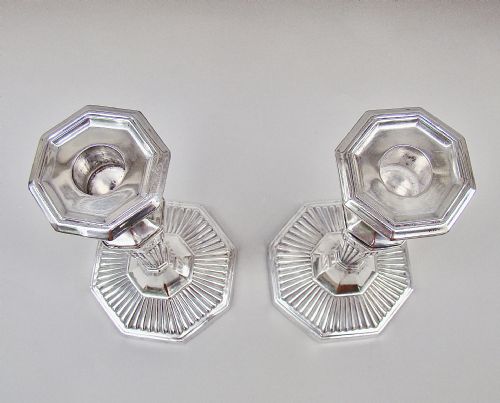 fig 3. ELEGANT PAIR OF VICTORIAN STERLING SILVER CANDLESTICKS BY JOHN LE GALLAIS, LONDON 1894
