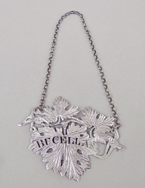 fig 1. RARE GEORGIAN SILVER VINE LEAF LABEL FOR