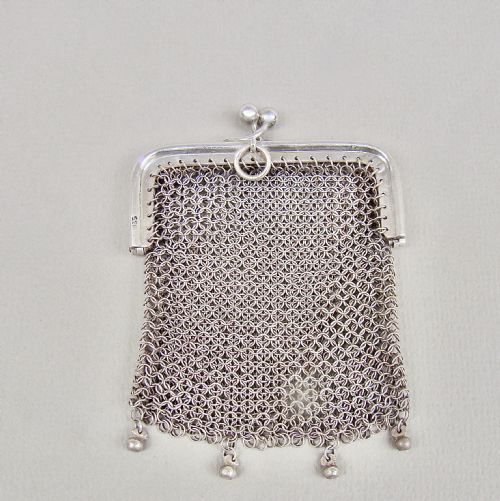 fig 1. CONTINENTAL SILVER MESH CHATELAINE COIN PURSE, CIRCA 1900