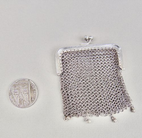 fig 2. CONTINENTAL SILVER MESH CHATELAINE COIN PURSE, CIRCA 1900