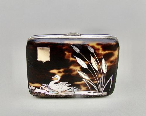 Stunning Victorian Silver Aesthetic Movement Silver & Pique Tortoiseshell Purse , Circa 1880