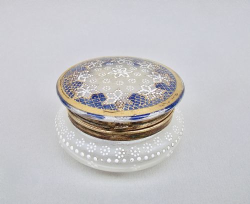 19th Century French Enamelled Glass Trinket Box, Circa 1890
