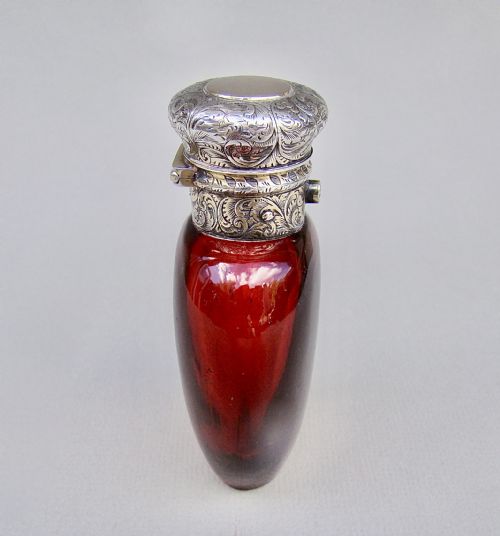 fig 2. FINE VICTORIAN SILVER GILT & RUBY GLASS SCENT BOTTLE BY GEORGE BRACE, LONDON CIRCA 1860