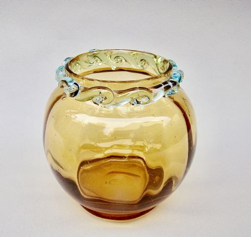 Unusual Victorian Amber Glass Specimen Vase, Circa 1890