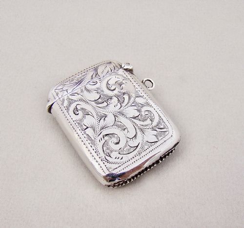 fig 2. RARE EDWARDIAN SILVER PATENT COMBINATION VESTA CASE & STAMP CASE BY WILLIAM LIGHT, BIRMINGHAM 1906