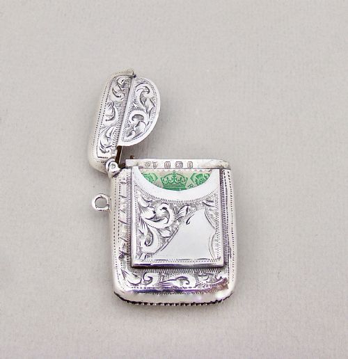 Rare Edwardian Silver Patent Combination Vesta Case & Stamp Case by William Light, Birmingham 1906