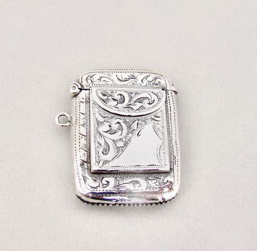 fig 3. RARE EDWARDIAN SILVER PATENT COMBINATION VESTA CASE & STAMP CASE BY WILLIAM LIGHT, BIRMINGHAM 1906