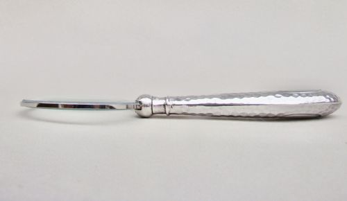 fig 2. EDWARDIAN SPOT HAMMERED SILVER MAGNIFYING GLASS BY A & J ZIMMERMAN, BIRMINGHAM 1906