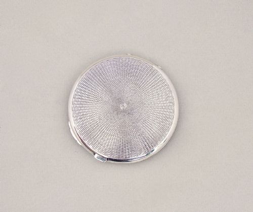 fig 2. ART DECO SILVER AND PINK GUILLOCHE ENAMEL COMPACT BY CRISFORD & NORRIS, BIRMINGHAM 1935