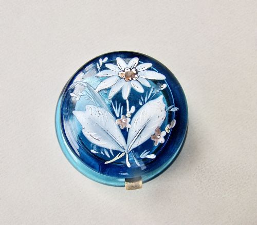 fig 1. DELIGHTFUL FRENCH TURQUOISE GLASS ENAMELLED TRINKET BOX, CIRCA 1890