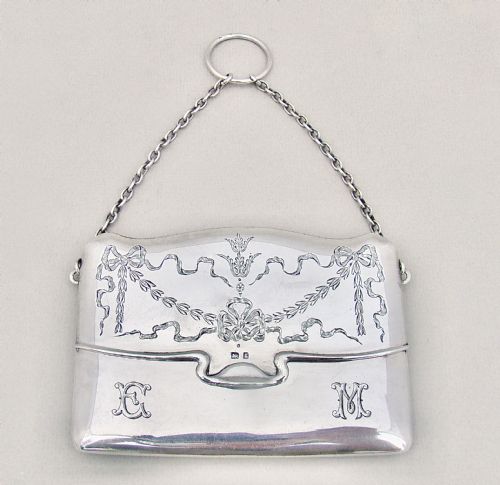 Rare Edwardian Silver Silver Envelope Card Case by Willian Aitken, Birmingham 1906
