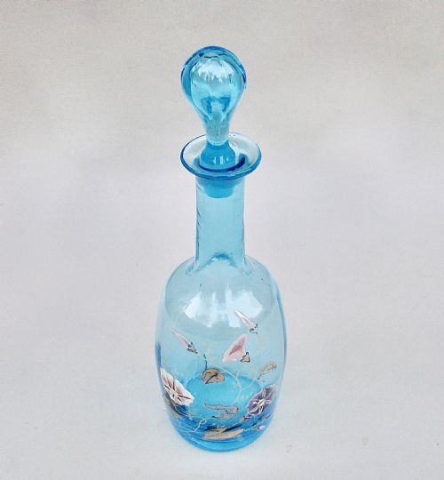 fig 1. DELIGHTFUL FRENCH ART NOUVEAU ENAMELLED GLASS SMALL LIQUEUR DECANTER, CIRCA 1900

