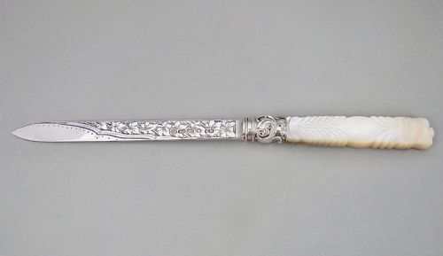 Exquisite Victorian Silver and Mother of Pearl Letter Opener by George Unite, Birmingham 1875