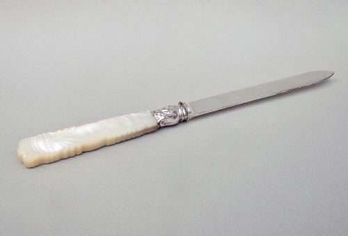 fig 2. EXQUISITE VICTORIAN SILVER AND MOTHER OF PEARL LETTER OPENER BY GEORGE UNITE, BIRMINGHAM 1875