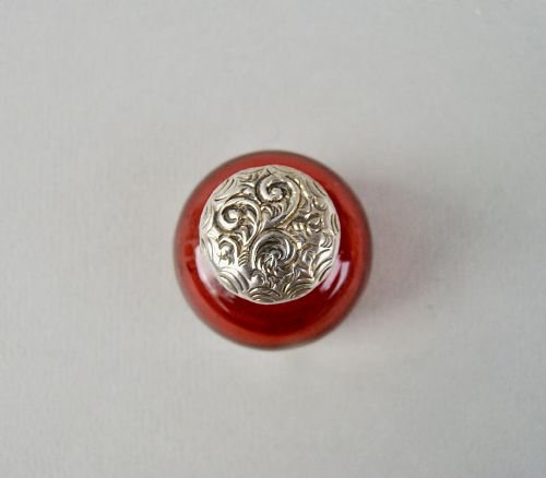 fig 2. SMALL FRENCH SILVER GILT AND CRANBERRY GLASS SCENT BOTTLE, CIRCA 1890