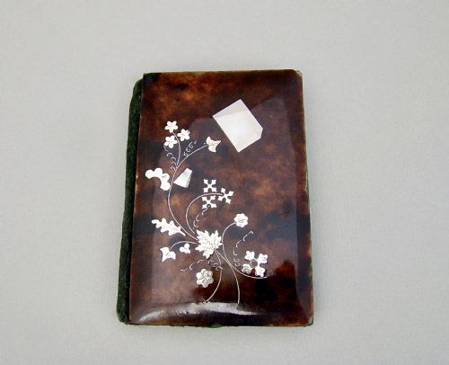 19th Century French Silver Inlaid Tortoiseshell Aide Memoire, Circa 1890