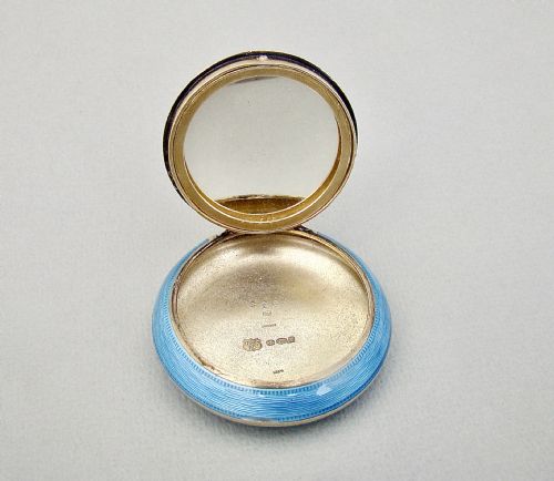 fig 2. FABULOUS FRENCH GUILLOCHE ENAMEL COMPACT, IMPORT MARKS FOR LONDON 1920