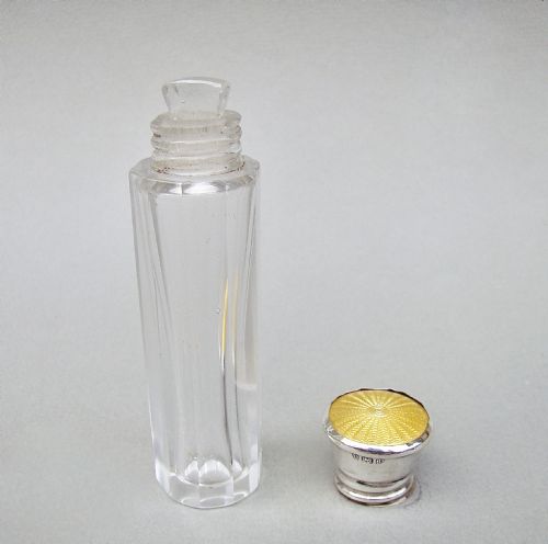 fig 1. SMALL SILVER & GUILLOCHE ENAMEL SCENT BOTTLE BY HENRY CLIFFORD DAVIS, BIRMINGHAM 1914