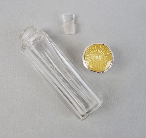 fig 2. SMALL SILVER & GUILLOCHE ENAMEL SCENT BOTTLE BY HENRY CLIFFORD DAVIS, BIRMINGHAM 1914