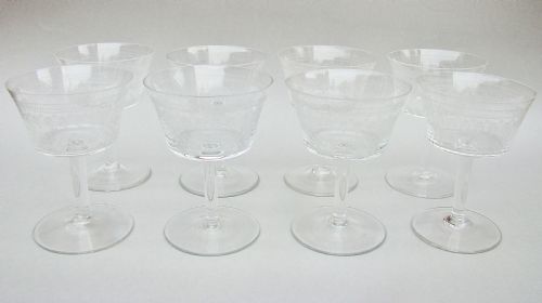 Set of Eight Art Deco Pall Mall Champagne Glasses, Circa 1920