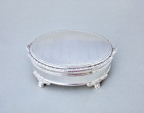Superb Large Size Solid Silver Jewellery Box by the Adie Brothers, Birmingham 1950