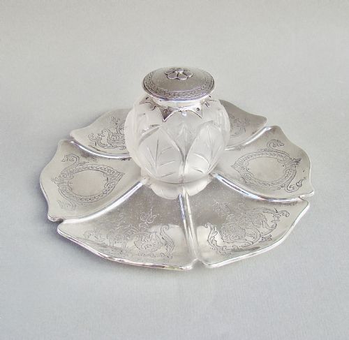 fig 1. FABULOUS MID-VICTORIAN SILVER INKSTAND BY EDWARD KER REID, LONDON 1863