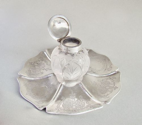 fig 3. FABULOUS MID-VICTORIAN SILVER INKSTAND BY EDWARD KER REID, LONDON 1863