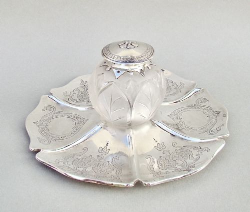 Fabulous Mid-victorian Silver Inkstand by Edward Ker Reid, London 1863