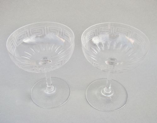 fig 1. ELEGANT PAIR OF VICTORIAN SLICED-CUT GREEK KEY PATTERN CHAMPAGNE COUPES, CIRCA 1890
