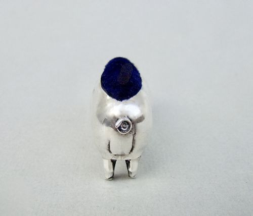 fig 3. EDWARDIAN SILVER PIG PIN CUSHION BY ADIE & LOVEKIN, BIRMINGHAM 1906