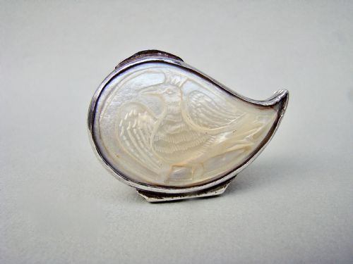 Rare Georgian Silver & Carved Mother of Pearl "Love Token" Box, Circa 1780
