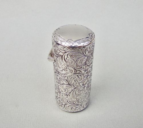 fig 3. FABULOUS CASED VICTORIAN SILVER SAMPSON MORDAN SCENT BOTTLE , LONDON 1881