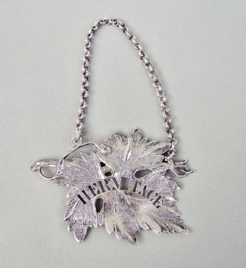 fig 1. RARE GEORGIAN SILVER VINE LEAF LABEL FOR