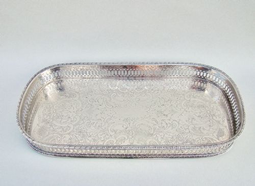 Small Edwardian Silver Plated Drinks Tray, Circa 1910