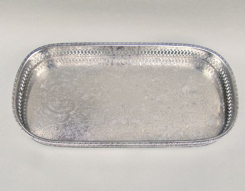 fig 1. SMALL EDWARDIAN SILVER PLATED DRINKS TRAY, CIRCA 1910
