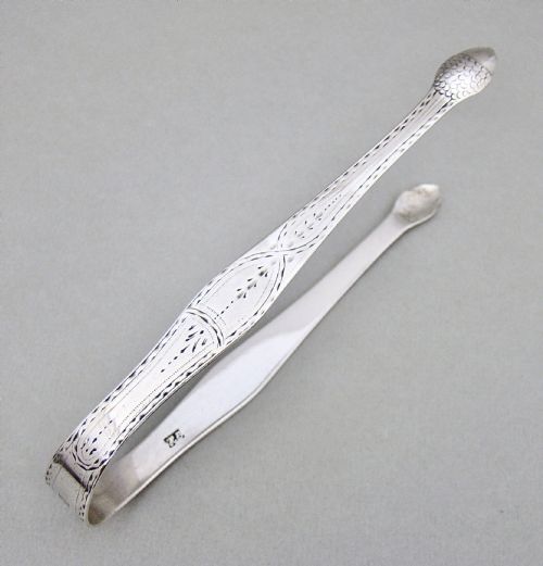 Hester Bateman Georgian Silver "Acorn" Sugar Tongs, London Circa 1770