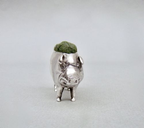 fig 3. EDWARDIAN SILVER PIG PIN CUSHION BY ADIE & LOVEKIN, BIRMINGHAM 1902