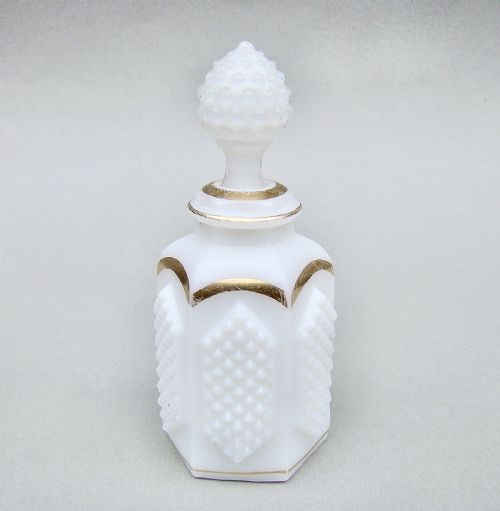 fig 1. EARLY AMERICAN PATTERN GLASS OPALINE SCENT BOTTLE, CIRCA 1860
